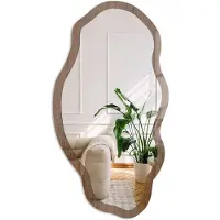 Coloray Houtstructuur Spiegel - Bruin Strakke Rechthoekige Spiegel - Organische Spiegel - Woonkamer, Kantoor, Slaapkamer - Rustiek - 45x90 cm - Totale afmeting 52x97 cm