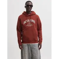 Jack & Jones Sweatshirt 'JJEDenver' saffier / donkerrood / wit
