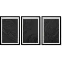 Wallfluent 3-Delige Schilderij Set - Donker Marmer, Elegante Texturen In Een Glamoureuze Stijl. - 40 x 60 cm - Moderne Wanddecoratie - Woonkamer - Muurdecoratie