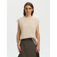 Selected Wolmix Gebreid Gilet Dames Grijs XXL