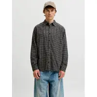 Jack & Jones Overhemd 'JJCarter' donkergrijs / zwart / wit