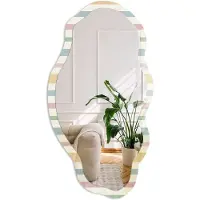 Coloray Gekleurde Strepen Spiegel - Geel Elegante Rechthoekige Wandspiegel - Organische Spiegel - Slaapkamer, Hal, Woonkamer - Minimalistisch - 45x90 cm - Totale afmeting 52x97 cm
