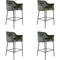 Bronx71 Velvet barkruk Jayron groen 82 cm - Barkrukken set van 4 - barstoel