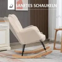 HAUSS SPOLE Schommelstoel Fauteuil – Relaxfauteuil Met Berbervlies, Armleuningen En Stevige Houten Basis – Voor Woonkamer En Slaapkamer – Beige