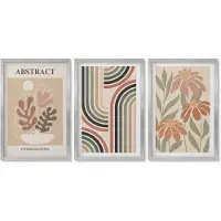 Wallfluent 4-Delige Schilderij Set - Abstracte planten en patronen in pastelkleuren - 40 x 60 cm - Muurdecoratie - Wanddecoratie - Hal - Stijlvolle Muurdecoratie
