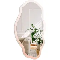 Coloray Pastel Minimalisme Spiegel - Romig Stijlvolle Wandspiegel - Organische Spiegel - Slaapkamer, Woonkamer, Hal - Boho - 45x90 cm - Totale afmeting 52x97 cm