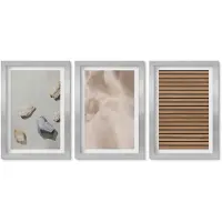Wallfluent 4-Delige Schilderij Set - Stenen Hout Stof Diverse texturen - 20 x 30 cm - Muurdecoratie - Interieur Decoratie - Decoratieve Schilderijen