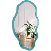 Coloray Koel Turkoois Spiegel - Turkoois Rechthoekige Spiegel Met Modern Design - Organische Spiegel - Kantoor, Woonkamer, Slaapkamer - Minimalistisch - 45x90 cm - Totale afmeting 52x97 cm
