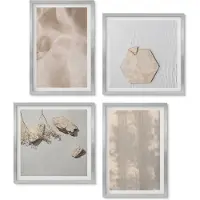Wallfluent 4-Delige Schilderij Set - Subtiele texturen in een natuurlijke boho-stijl - 40 x 40 cm en 40 x 60 cm - Wanddecoratie - Woonkamer Decoratie - Stijlvolle Muurdecoratie