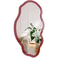 Coloray Levendig Bordeauxrood Spiegel - Bordeaux Moderne Rechthoekige Wandspiegel - Organische Spiegel - Woonkamer - Minimalistisch - 45x90 cm - Totale afmeting 52x97 cm