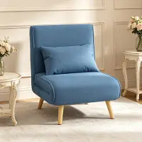 HAUSS SPOLE Klapbare Slaapfauteuil Met Verstelbare Rugleuning - 1 Persoons Fauteuil Bed Voor Woonkamer En Slaapkamer - Stoffen Blauw
