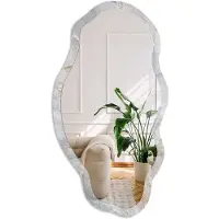 Coloray Grijs Marmer Spiegel - Grijs Rechthoekige Spiegel Met Modern Design - Organische Spiegel - Badkamer, Woonkamer, Kantoor - Minimalistisch - 45x90 cm - Totale afmeting 52x97 cm