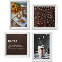 Wallfluent 4-Delige Schilderij Set - Definitie Van Italiaanse Ontbijtkoffiebonen - 40 x 40 En 40 x 60 - Muurdecoratie - Interieur Decoratie - Stijlvolle Muurdecoratie