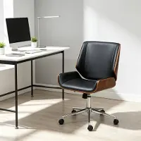 HAUSS SPOLE Ergonomische Bureaustoel Met Hoogteverstelling En 360 Graden Draaifunctie Met Wielen En Armleuningen Voor Thuiswerk En Kantoor Houtlook Zwart