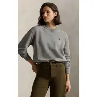 Ralph Lauren Dames Grijze fleece sweater met ronde hals (XS), Casual, Grijs, Katoen, Lange mouwen 211971690001