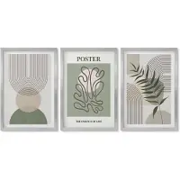 Wallfluent 4-Delige Schilderij Set - Geometrische abstracte botanische patronen poster - 40 x 60 cm - Decoratieve Schilderijen - Woonkamer - Interieur - Wanddecoratie