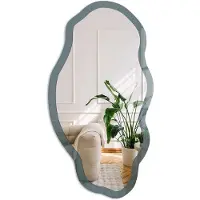 Coloray Turkoois Spiegel - Turkoois Strakke Rechthoekige Spiegel - Organische Spiegel - Kantoor, Woonkamer, Slaapkamer - Minimalistisch - 45x90 cm - Totale afmeting 52x97 cm