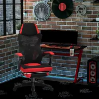 HAUSS SPOLE Gamingstoel - Ergonomische Bureaustoel Met Voetsteun, Hoofdsteun En Verstelbare Hoogte - Voor Kantoor En Gaming - Mesh - Zwart Rood