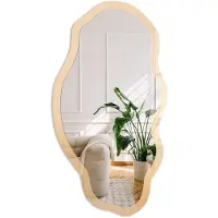 Coloray Beige Troost Spiegel - Beige Rechthoekige Spiegel Voor Interieur - Organische Spiegel - Slaapkamer, Woonkamer, Kantoor - Rustiek - 45x90 cm - Totale afmeting 52x97 cm