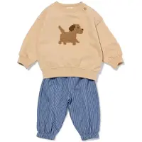 HEMA Baby Kledingset Sweatstof Hond Beige (beige)