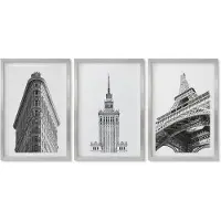 Wallfluent 4-Delige Schilderij Set - Architectonische gebouwen in zwart-wit minimalisme - 40 x 60 cm - Wanddecoratie - Schilderijen Set - Kantoor - Stijlvolle Muurdecoratie