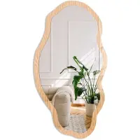 Coloray Houtpatroon Spiegel - Bruin Rechthoekige Spiegel Voor Interieur - Organische Spiegel - Woonkamer, Kantoor, Slaapkamer - Minimalistisch - 45x90 cm - Totale afmeting 52x97 cm