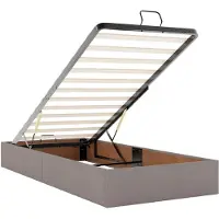 vidaXL Ottoman bed met matras met hoofdeinde 2 st Taupe Stof