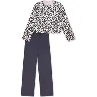Schiesser Nachtkledij ' Nightwear ' donkerblauw / lichtgrijs / wit