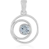 Cavill - Zilveren Hanger - 925 Sterling Zilver - Braziliaanse Aquamarijn 0,405 ct - Rond Geslepen - Elegante Prong Zetting - Blauwe Edelsteen