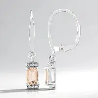 Cavill - Zilveren Oorbellen - 925 Sterling Zilver, Platina-geplateerd - 0,97ct Braziliaanse Morganiet - Cambodjaanse Zirkonen - Elegant & Luxe