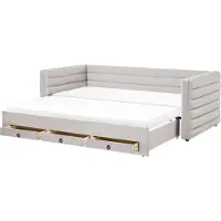 Beliani MEUDON - Onderschuifbed met lades - Grijs - 90 x 200 cm - Fluweel