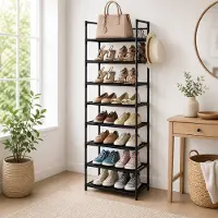 BOTC Schoenenrek - Schoenenkast - 10 Lagen Schoenenrek - voor 25 Paar - 175x46x28cm - Schoenen Opbergsysteem – Zwart