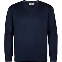 Petrol Industries - Heren Plus Size Trui met V-hals millgate - Blauw