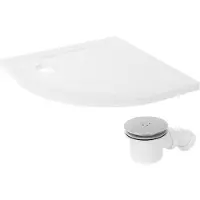 LuxeBath | Douchebak met afvoerset 80x80 cm van SMC, wit, ronde douchebak, complete set met sifon voor douchecabine