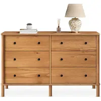 Idimex APOANA-commode van massief hout met 6 lades – eikenkleuren