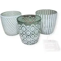 Boltze - Waxinelichthouders - Kaarsenhouder - Waxinelichtjes - Set van 3 - Glas - Groen - 9x9cm
