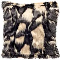 Dutch decor GARY - kussenhoes 45x45 cm - imitatiebont - Dark Slate - zwart, beige - met rits - zonder binnenkussen