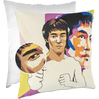 ANRO Sierkussen Bruce Lee 40x40cm – Gobelin Digitale Druk Inclusief Vulling Kunst Bank Woonkamer