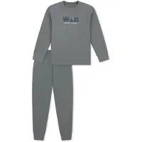 Schiesser Nachtkledij ' Nightwear ' grijs / groen