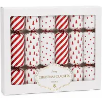 WDMT Set van 6 Luxe Christmas Crackers Rood/Wit – Feestelijke Kerstcrackers – Kerst Tafeldecoratie – Kerstdiner Accessoires – Candy Cane Design – Luxe Kerstversiering