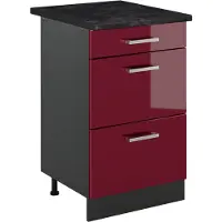 Vicco Keukenonderkast R-Line, Rode hoogglans/Antraciet, 50 cm antraciet werkblad