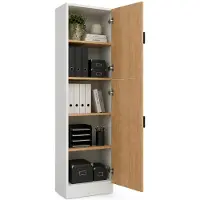 VCM Mehrzweckschrank mit 2 Drehtüren, 52 x 183 x 30 cm, Wohnzimmerschrank, Büroschrank und Aufbewahrungsschrank mit 5 Fächer - Dilos