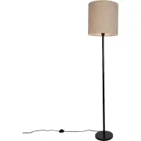 QAZQA Moderne vloerlamp zwart met beige bouclé kap 40 cm - Simplo