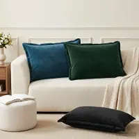 vidaXL Kussensloop 6 pcs HOUTEN Blauw 50 x 80 cm Fluweel