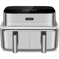 Cosori Slimme Heteluchtfriteuse Iconic Dual 8.6 L Silver zilver