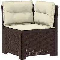 vidaXL 3-Zits Tu bank met Kussens Rattan Look 3-zits PP Bruin