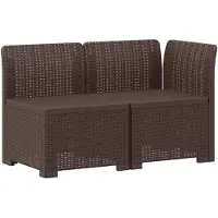vidaXL Twee-zits Tuin Sofa met Kussens Rieten Look 2-zits PP Bruin