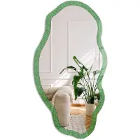 Coloray Graspatroon Spiegel - Groen Strakke Rechthoekige Spiegel - Organische Spiegel - Woonkamer, Hal, Kantoor - Minimalistisch - 45x90 cm - Totale afmeting 52x97 cm