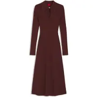 HUGO Slim-fit midi-jurk met keyhole-polokraag Maat S