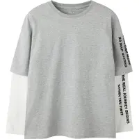 Name it Shirt 'NKMLAUGE' grijs gemêleerd / zwart / wit